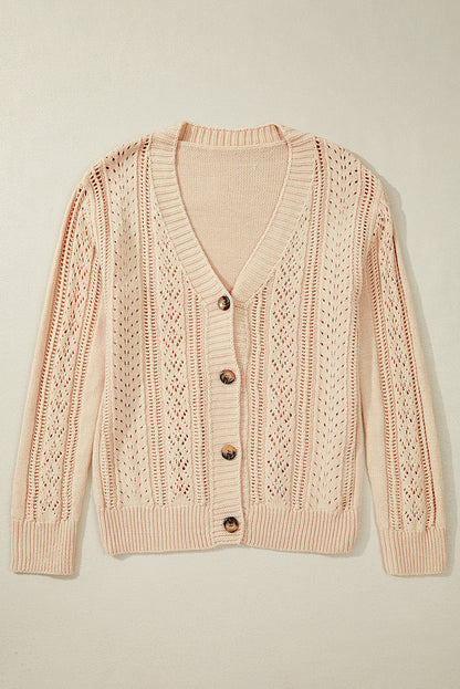 Hollowed Knit Buttoned Sweater Cardigan