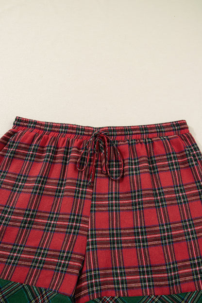 Plus Size Christmas Plaid Shirt and Shorts Pajama Set