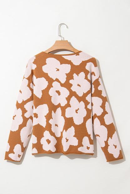 Floral Crewneck Long Sleeve Sweater