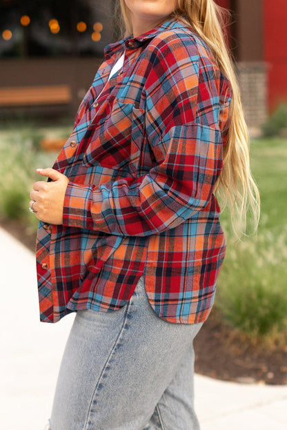 Plaid Buttoned Long Sleeve Shirt Plus Size