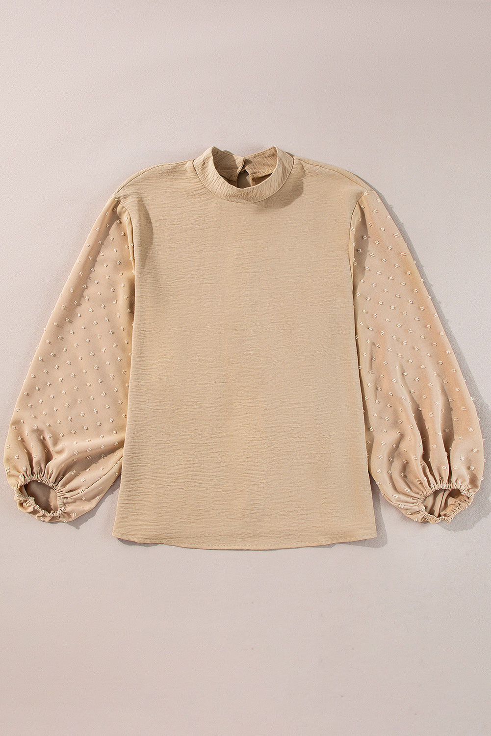 Solid Swiss Dot Balloon Sleeve Blouse