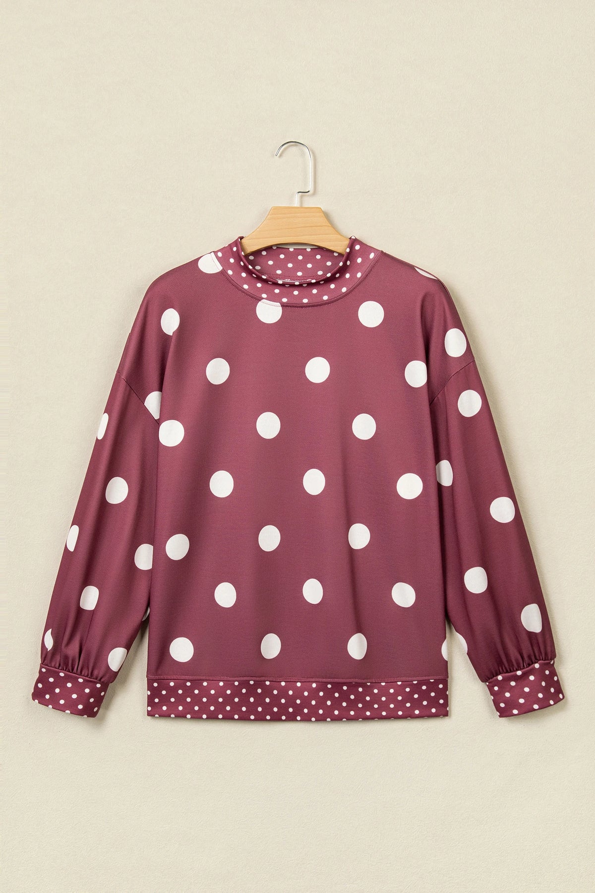 Polka Dot Patchwork Drop Shoulder Oversized Sweatshirt