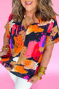 Abstract Short Sleeve Blouse Plus Size