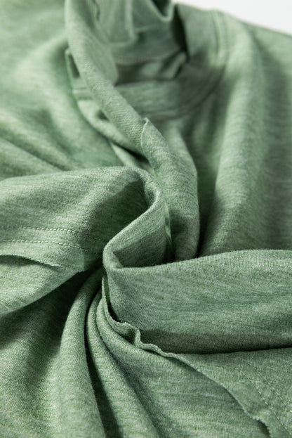 Solid V-Neck Raw Hem Long Sleeve Top