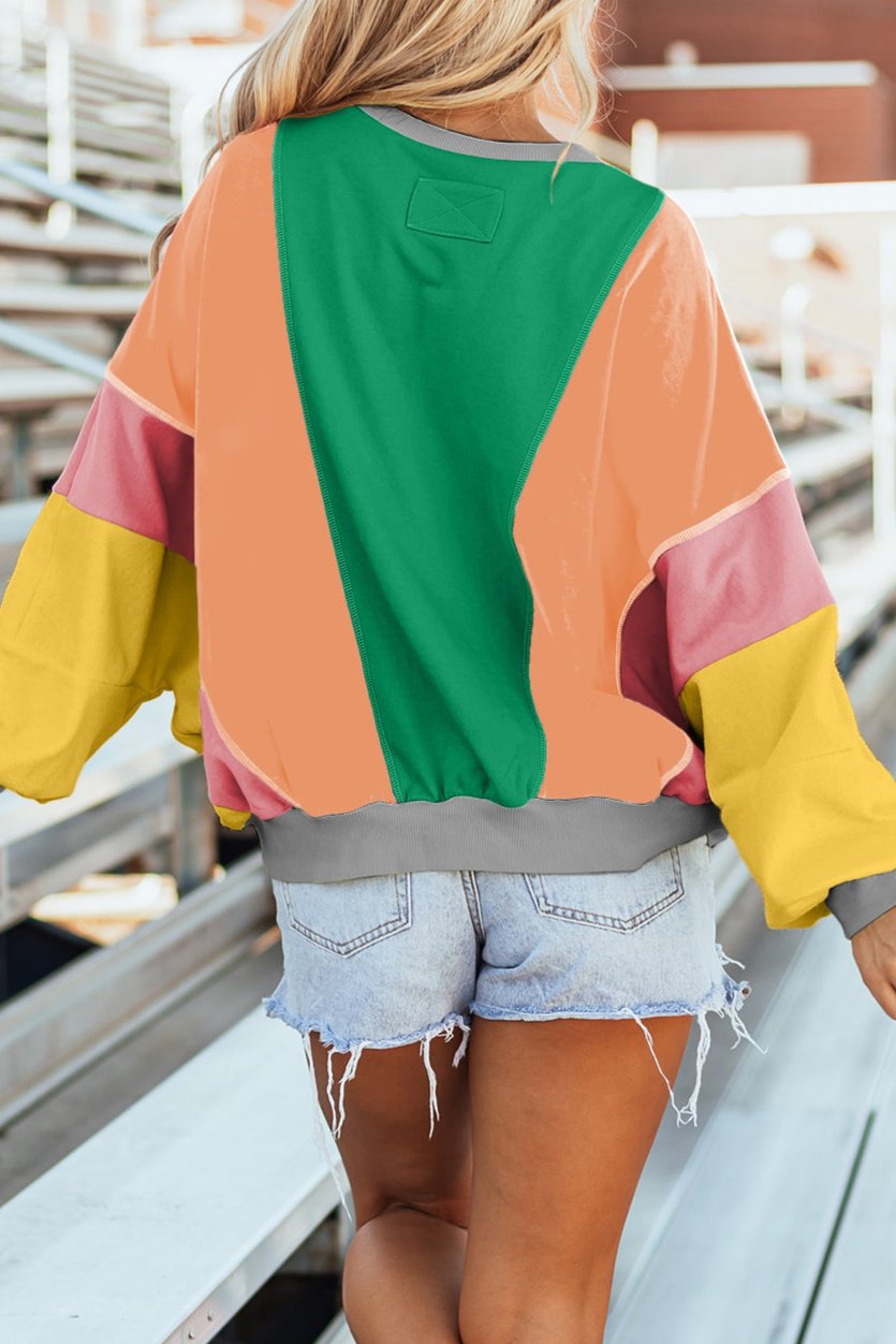 Colorblock Contrast Stitching Oversize Top