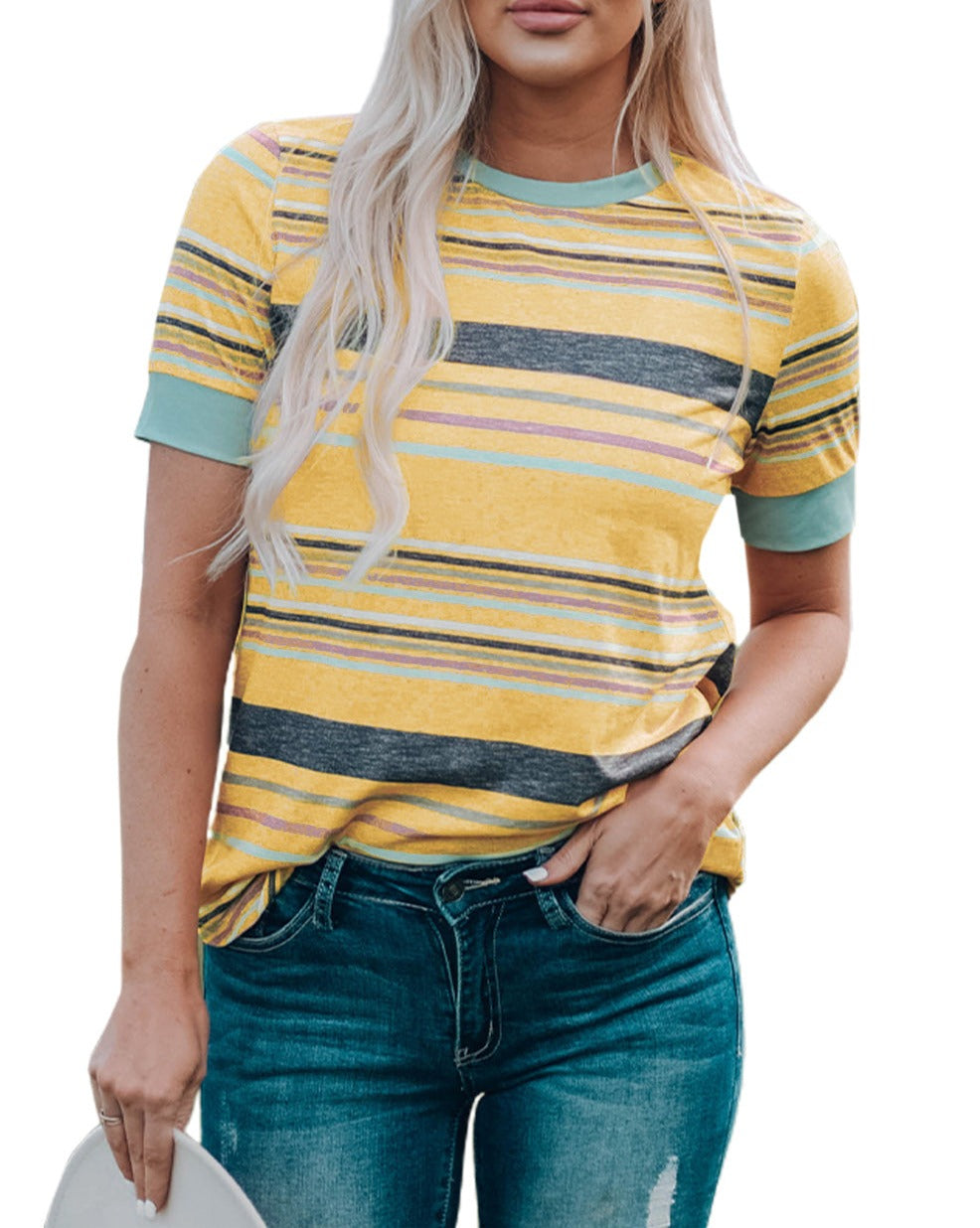 Stripe Short Sleeve Crewneck T-Shirt