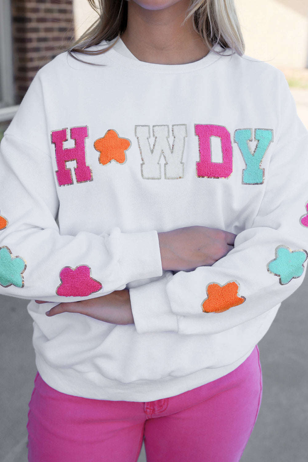 Sequin Howdy Star Patch Sweatshirt