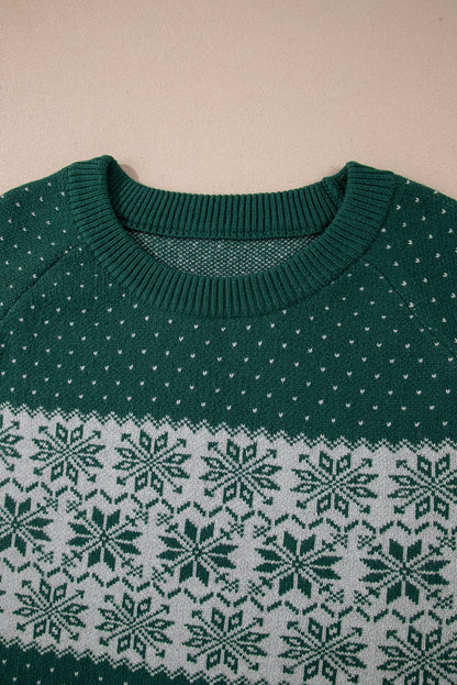 Plus Size Christmas Snowflake Crewneck Sweater
