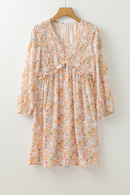 Boho Floral Empire Waist Mini Dress