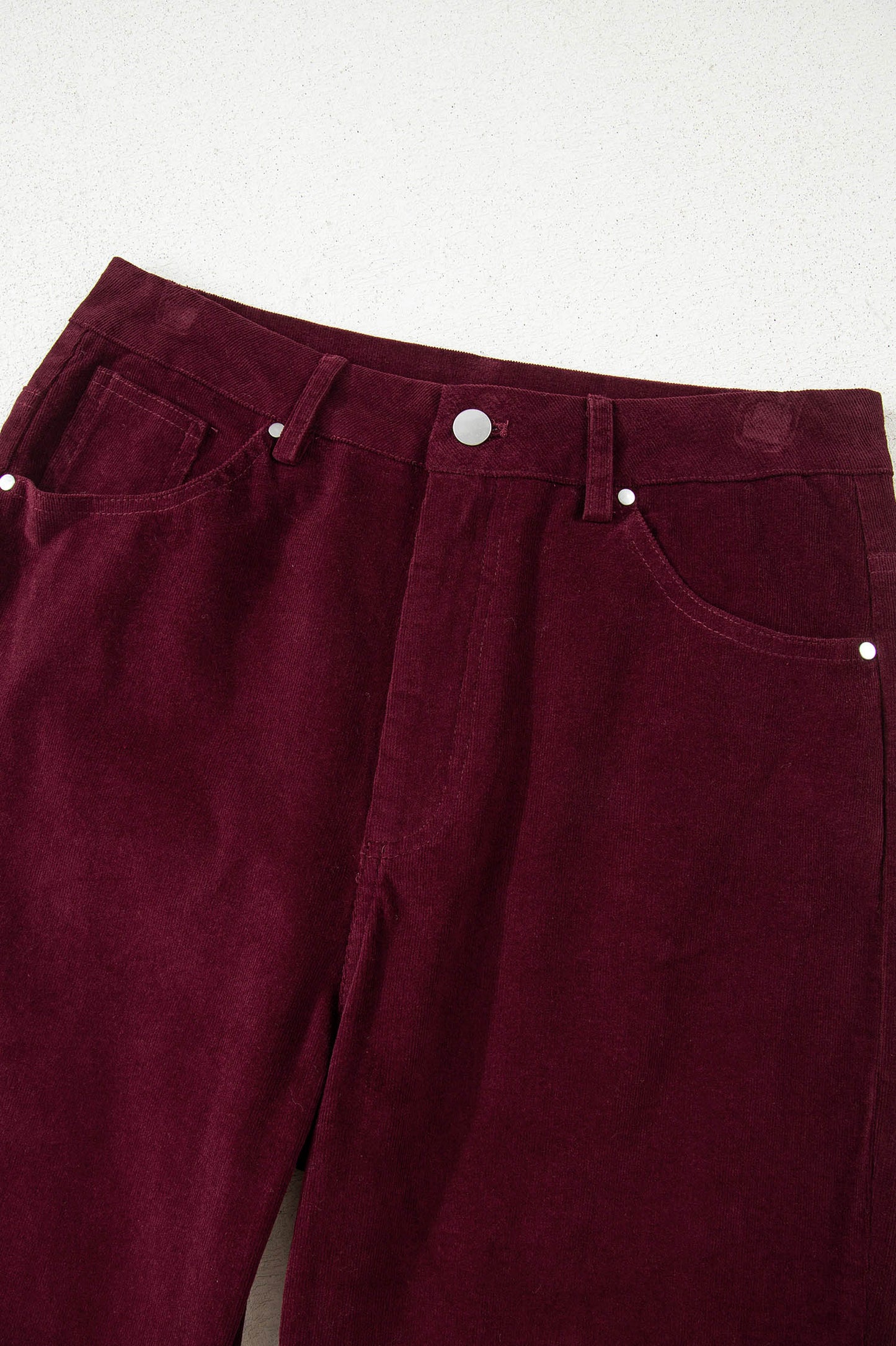 Solid Corduroy High Waist Wide Leg Pants