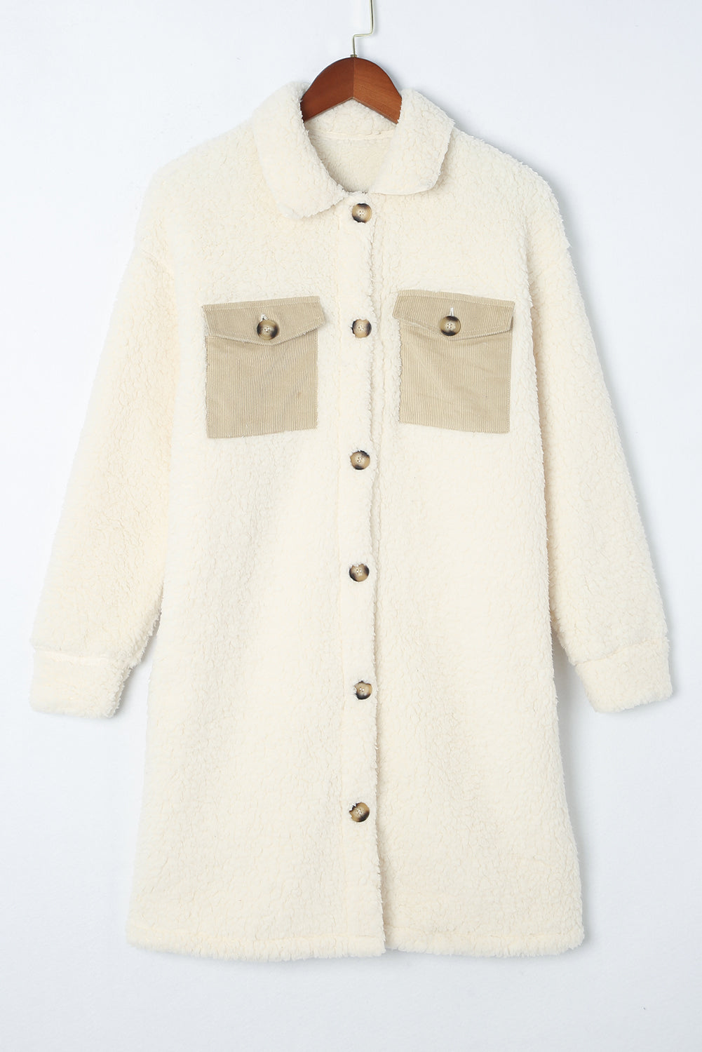 Fleece Teddy Buttoned Long Coat