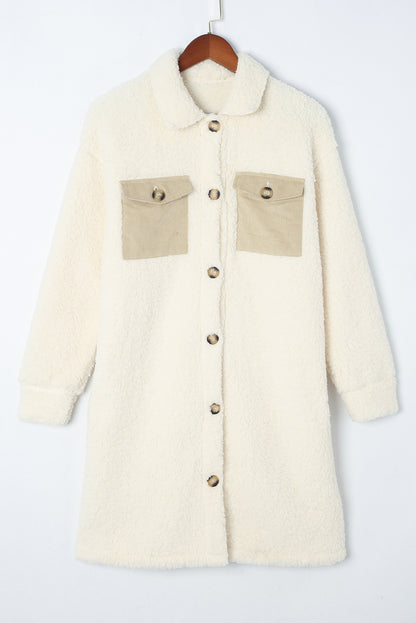 Fleece Teddy Buttoned Long Coat