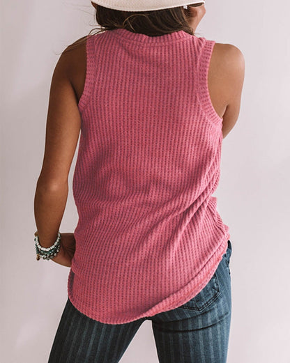 Waffle Twist Front Tank Top