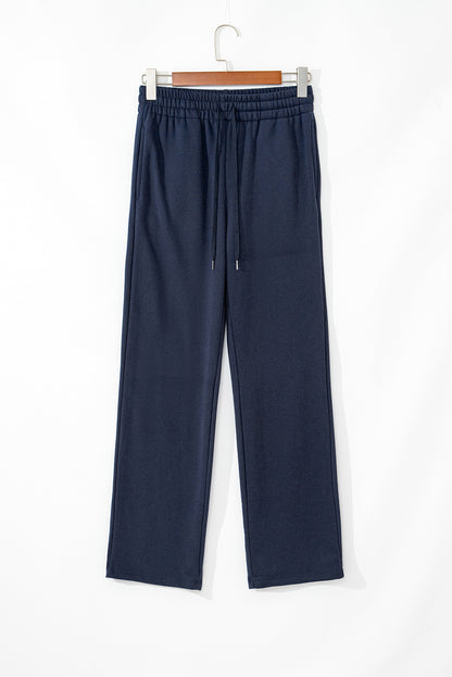 Solid Fleece-Lined Drawstring Waist Pants
