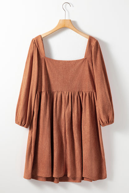 Suede Balloon Sleeve Dress Plus Size