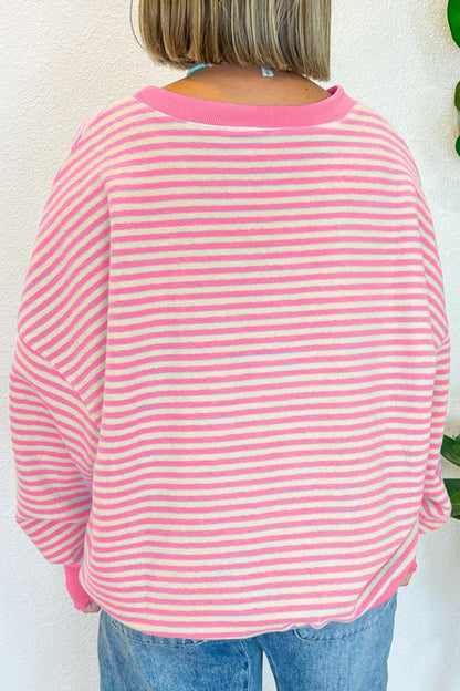 Stripe Drop Shoulder Long Sleeve Top