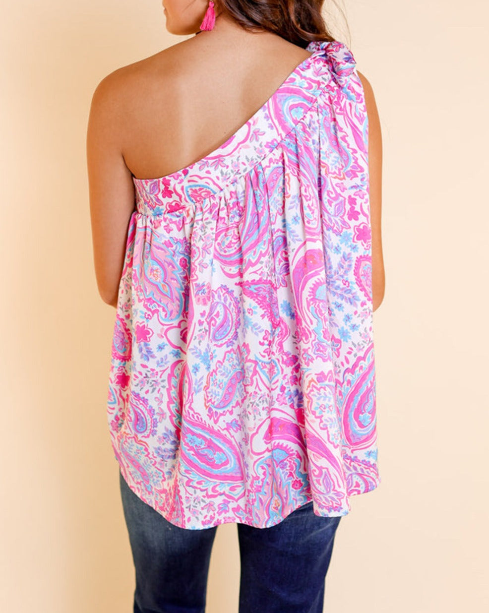 Paisley One-Shoulder Tank Top