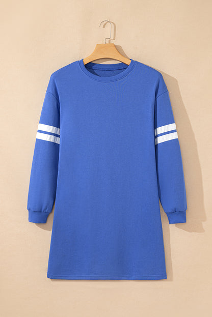 Varsity Stripe Long Sleeve Sweatshirt Dress
