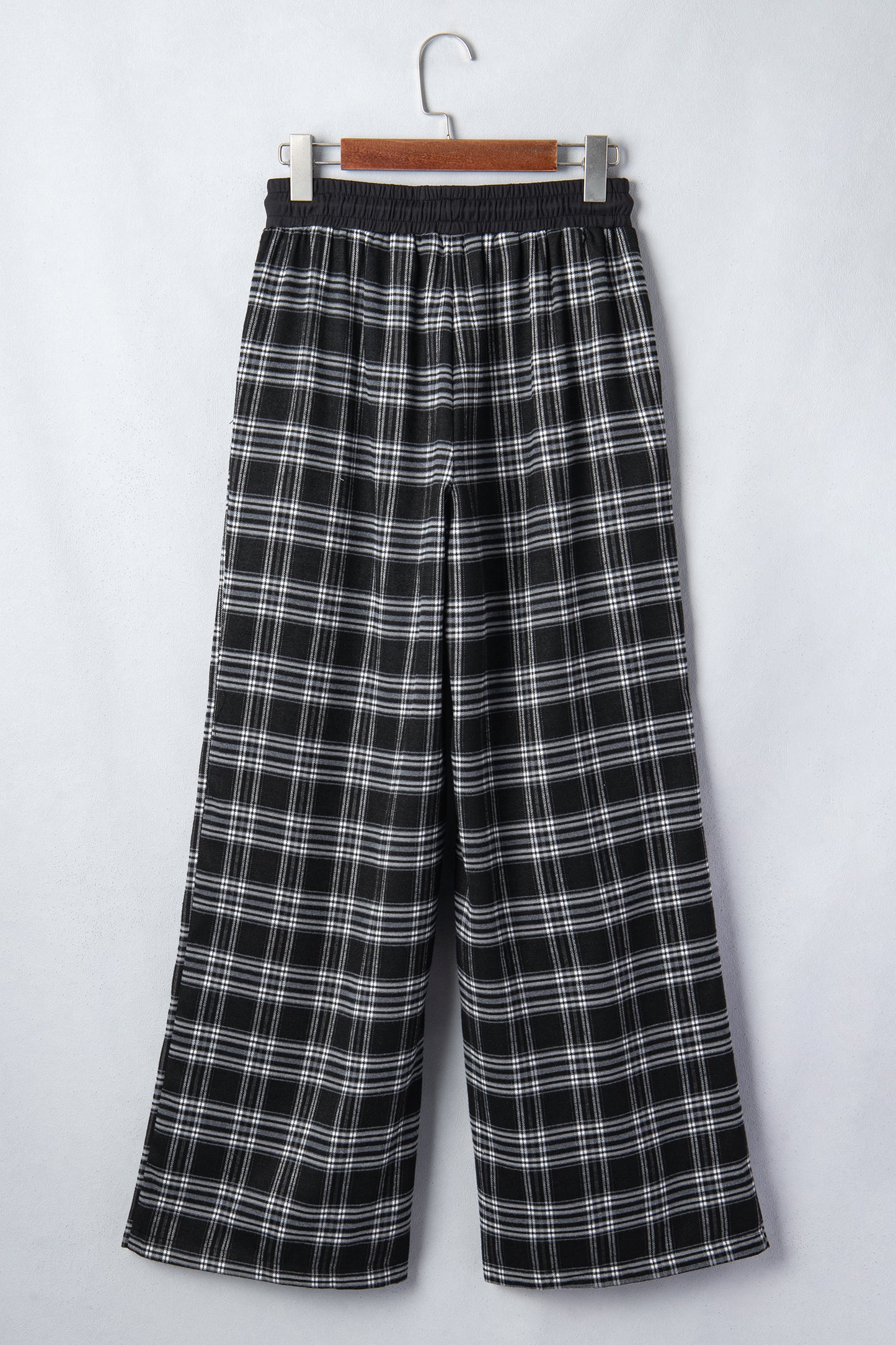 Plaid Frenchy Contrast Drawstring Waist Wide Leg Pants