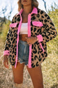 Leopard Contrast Trim Sherpa Shacket