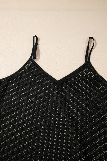 Crochet Patchwork Ruffle Hem Beach Cover-Up