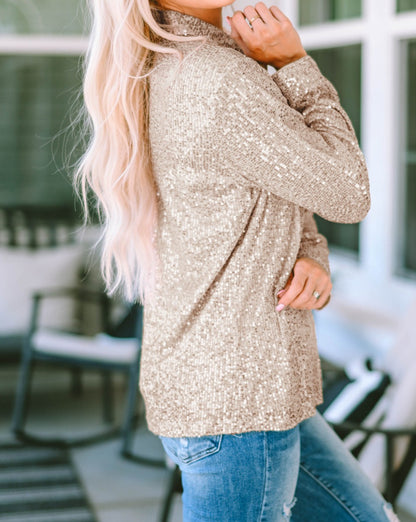 Sequin Collared Button Front Shirt