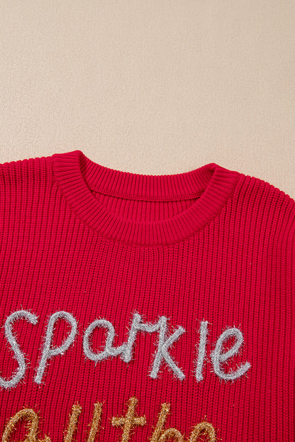 Plus Size Christmas Sparkle All The Way Tinsel Sweater