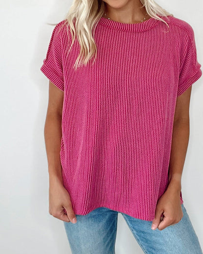 Corded Knit Reverse Seam T-Shirt