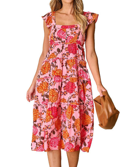 Floral Ruffle Tiered Midi Dress