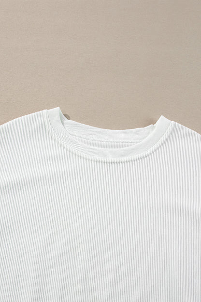 Solid Ribbed Corduroy Long Sleeve Oversized Sweatshirt