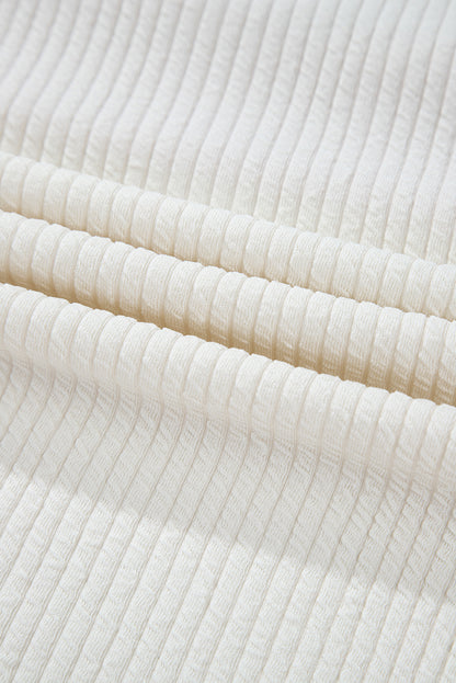 Corded Knit Reverse Seam Patchwork Drop Sleeve Top