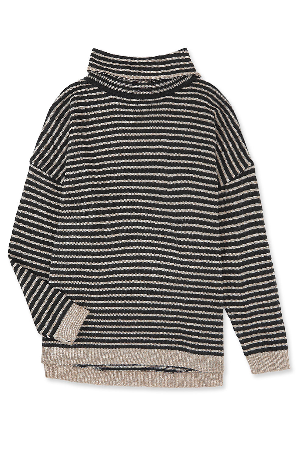 Stripe Turtleneck Long Sleeve Sweater