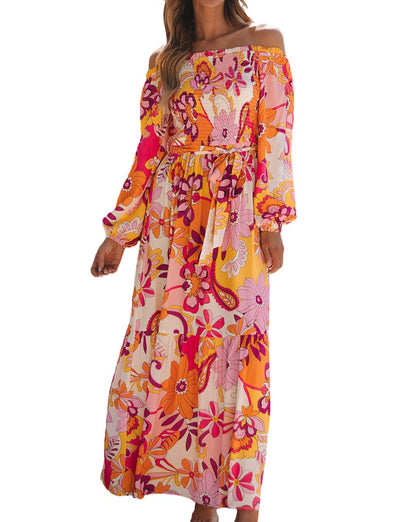 Retro Floral Smocked Maxi Dress