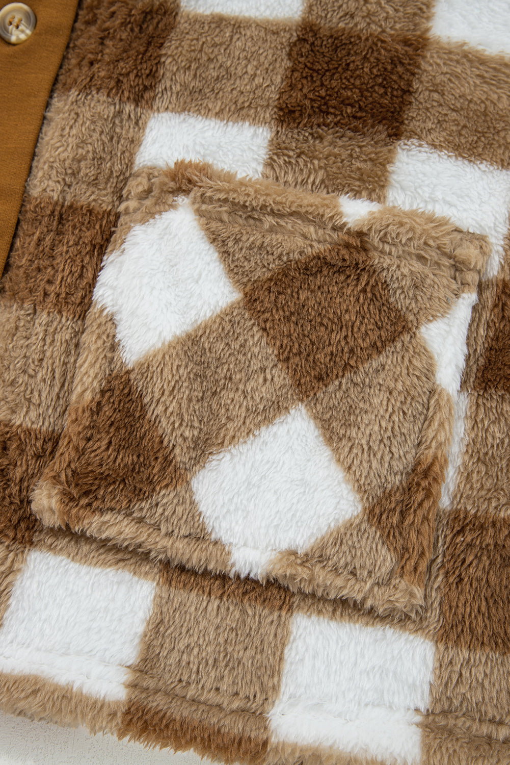 Checker Sherpa Button-Up Pocketed Cardigan