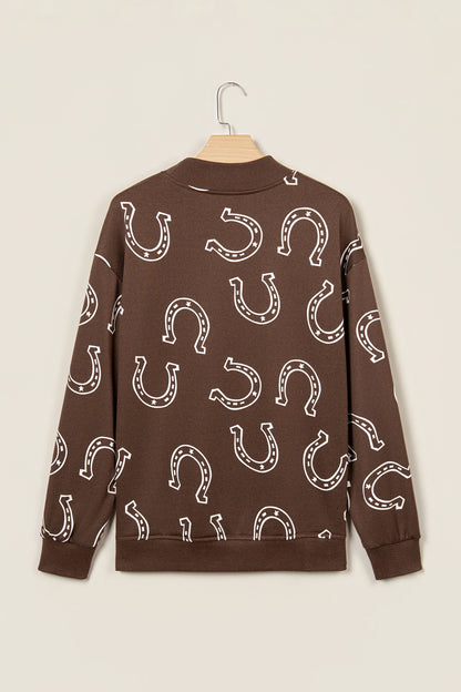 Western Horseshoe Graphic Mock Neck Sweatshirt