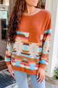 Aztec Western Patchwork Pocketed Top