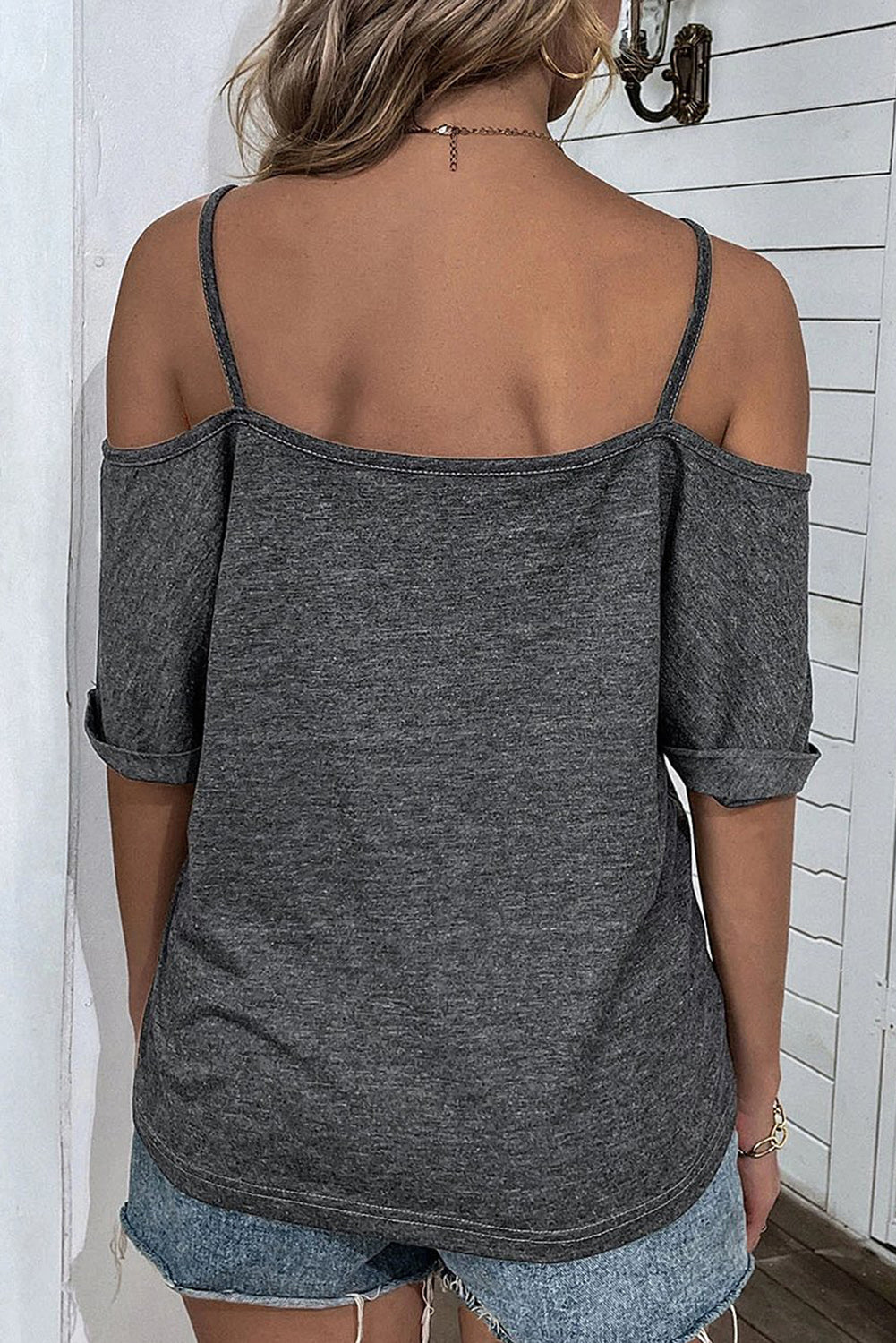 Cold Shoulder Pleat Front Top