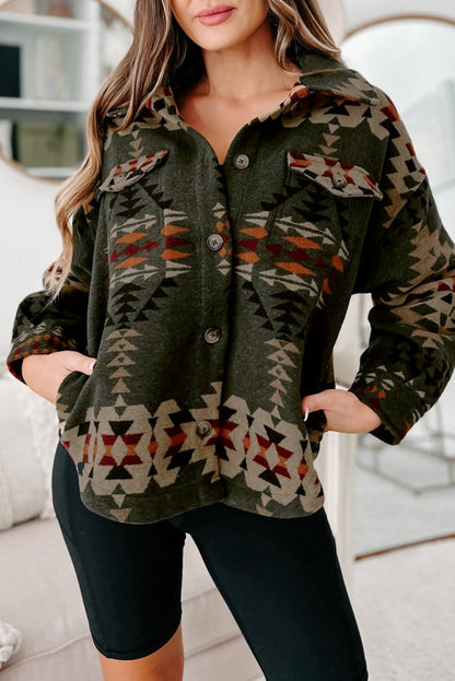 Aztec Pocketed Long Sleeve Shacket