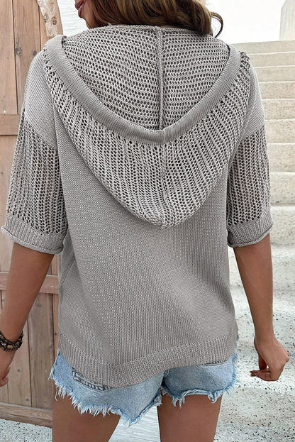 Hooded Short Sleeve Sweater Top