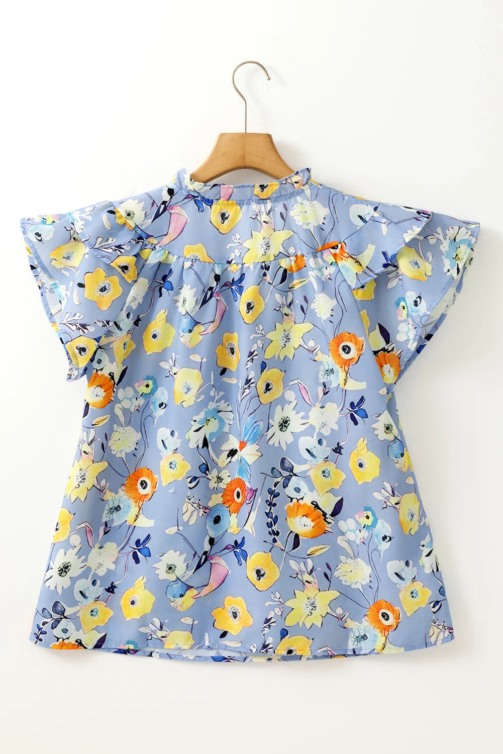 Floral Flutter Sleeve V-Neck Top