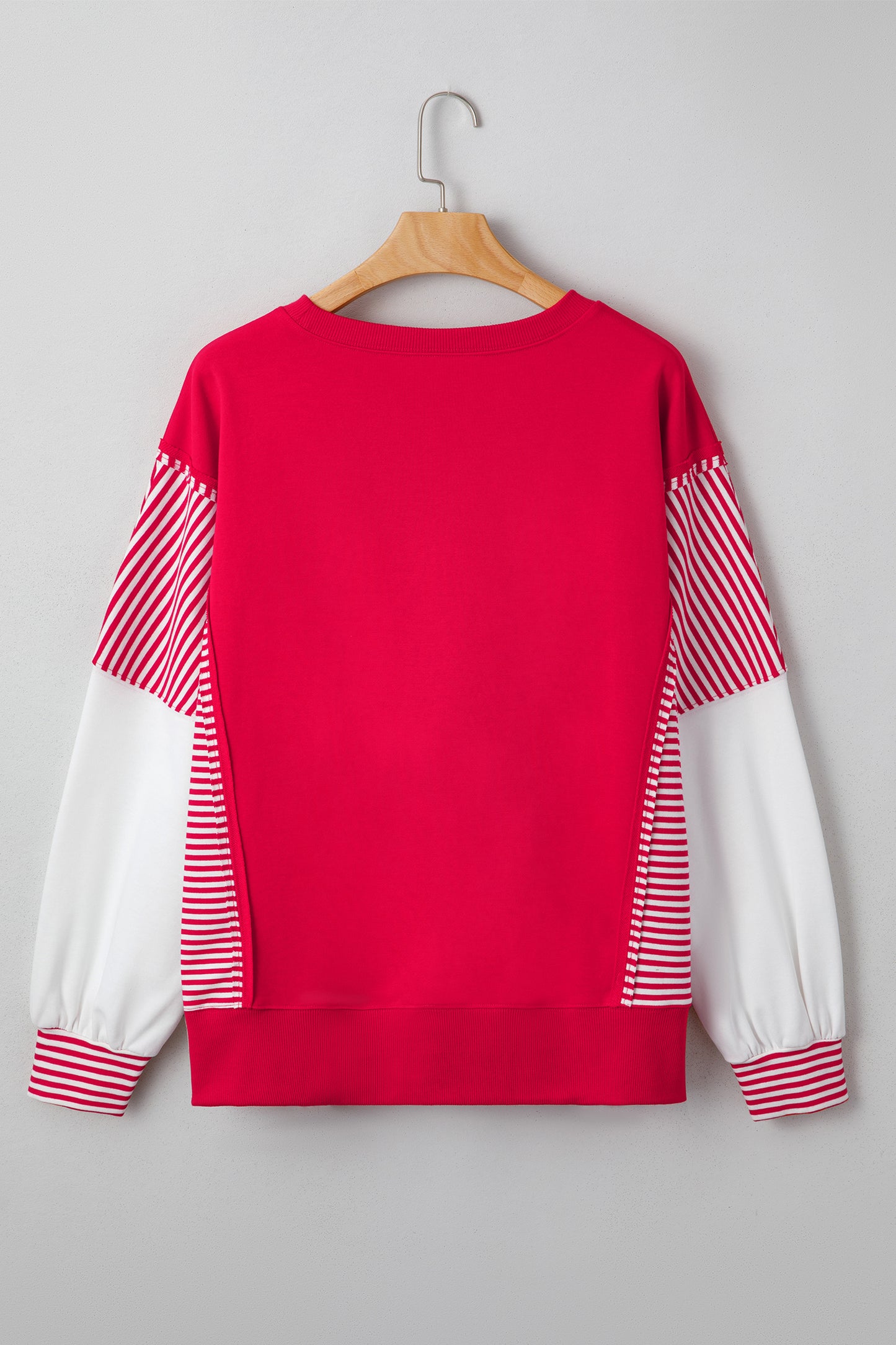 Stripe Leopard Patchwork Long Sleeve Sweatshirt