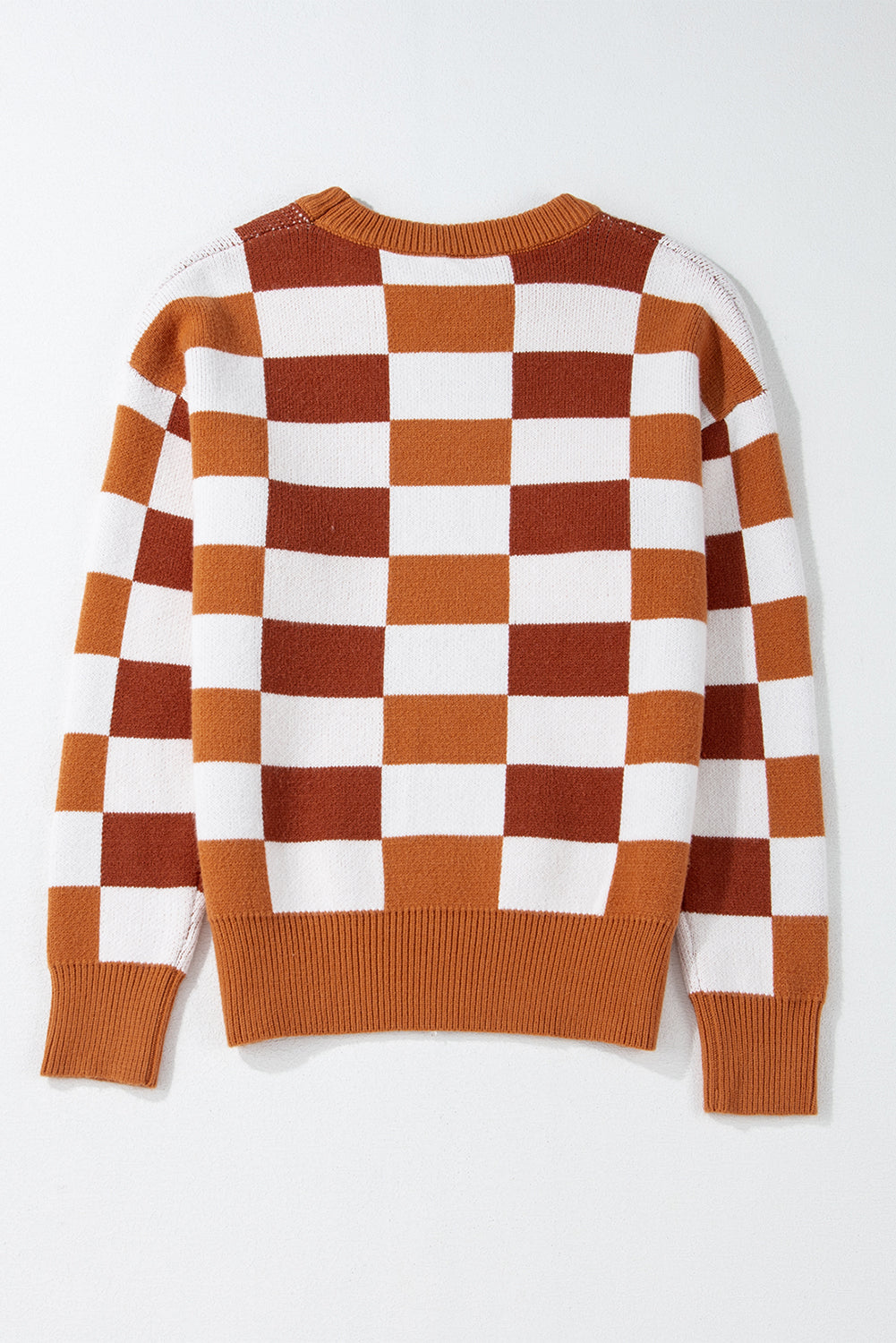 Checker Ribbed Trim Sweater