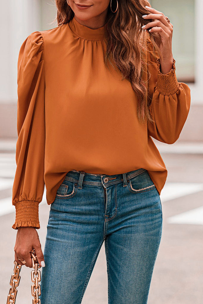 Bow Tie Puff Sleeve Blouse
