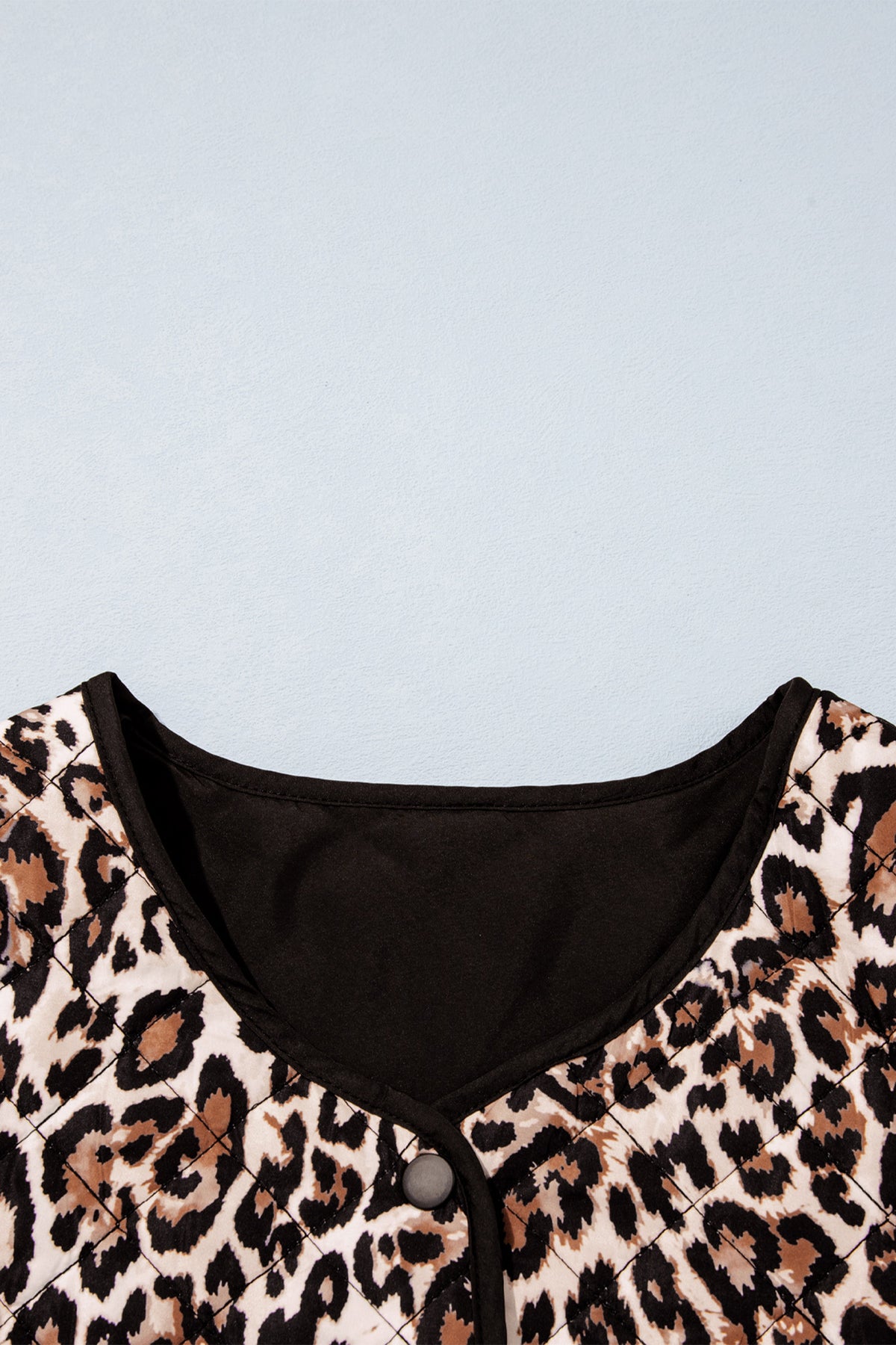 Leopard Quilted Button Front Patch Pocket Jacket