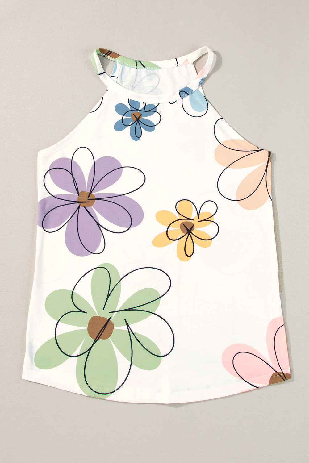 Floral Round Neck Tank Top