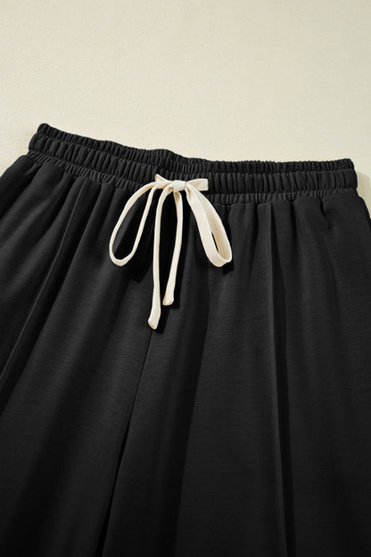 Solid Cargo Pocket Drawstring High Waist Pants