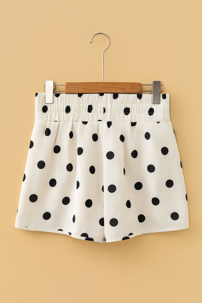 Polka Dot High Waist Shirred Shorts