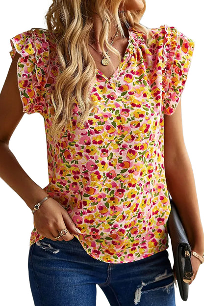 Floral Flutter Sleeve Tank Top