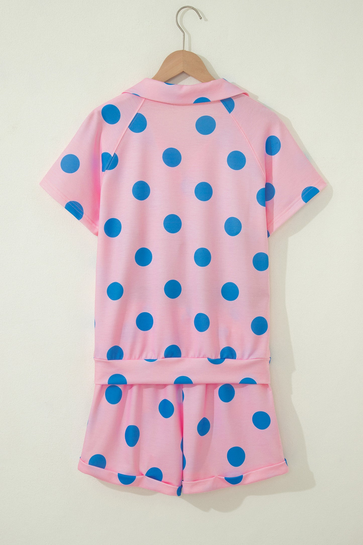 Polka Dot V-Neck Tee & Drawstring Shorts Set