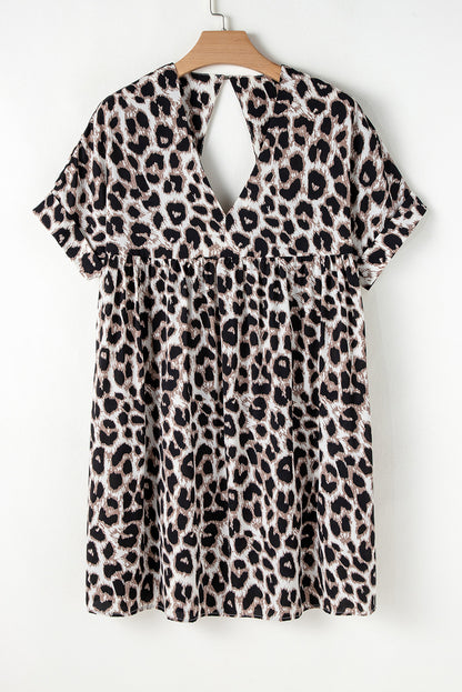 Leopard Backless V-Neck Mini Dress